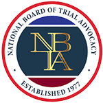 Logo Recognizing The Krasnow Law Firm's affiliation with National Board of Trial Advocacy, est. 1977